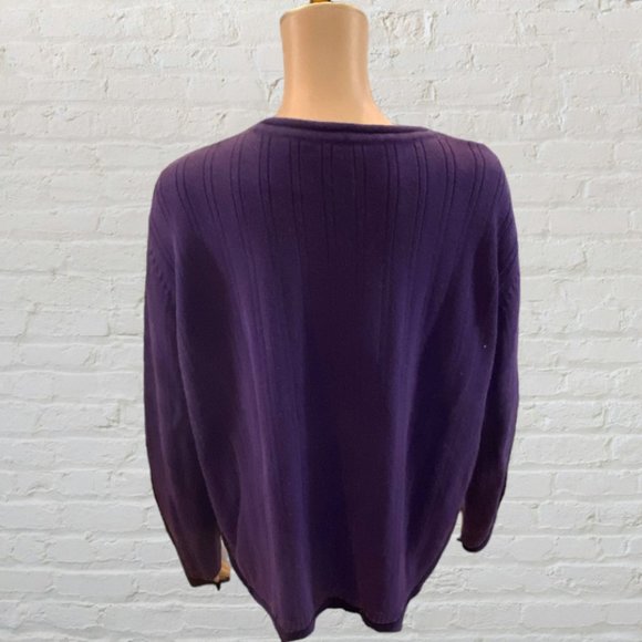VINTAGE VILLAGER SPORT (LIZ CLAIBORNE) -- Sweater, Purple Cable Knit Long Sleeve - Picture 3 of 12